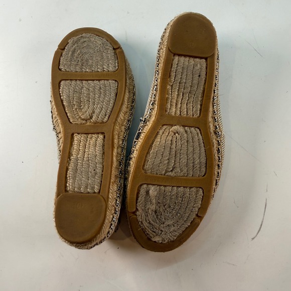 Tory‎ Burch Logo Espadrille Flats Black Cream Womens Size 7.5 - Picture 7 of 8